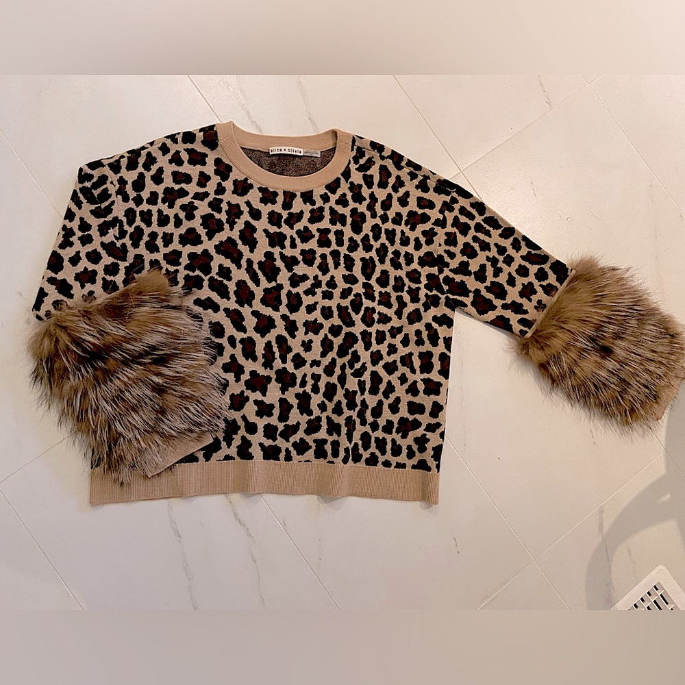 Alice and Olivia real fur sweater. Never worn